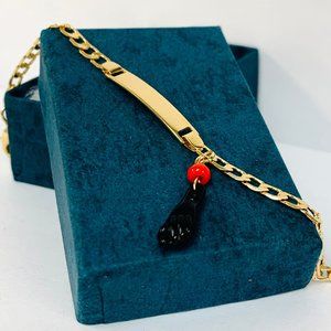 Gold Filled Baby Children ID Bracelet/Good Luck & Proteccion Azabache Bracelet.